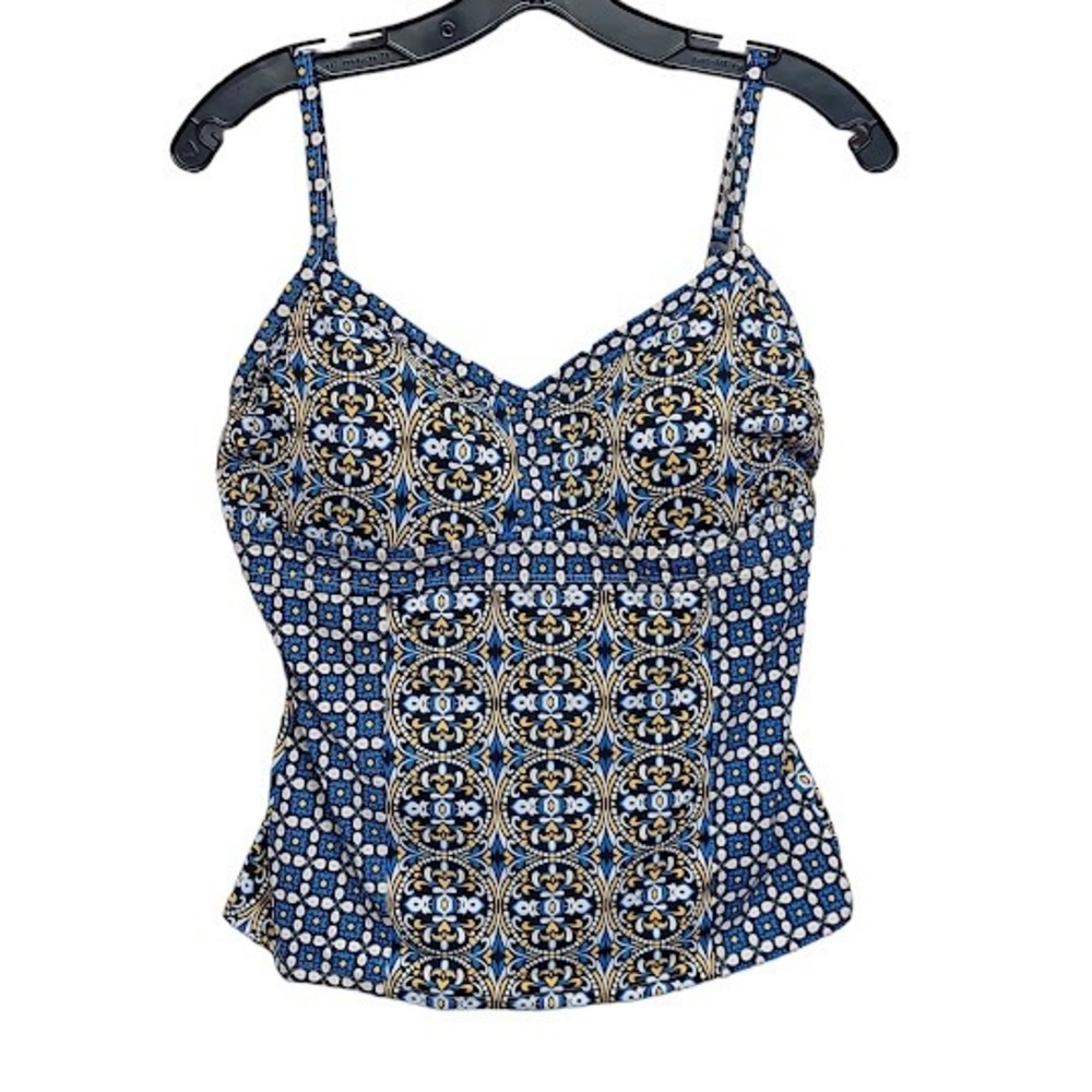 Tommy Bahama Blue Medallion Tile Tankini Top V-Neck TSW51303T Large